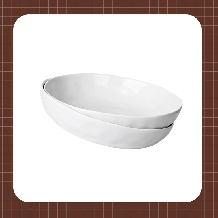 Eternal Night Porcelain Large Serving Bowls, 45 Oz Low Soup Bowl For